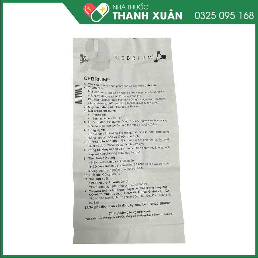 CEBRIUM giúp tăng cường và cải thiện trí nhớ, bảo vệ tế bào thần kinh